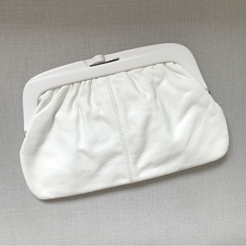 EATON Vintage White Leather Clutch Purse